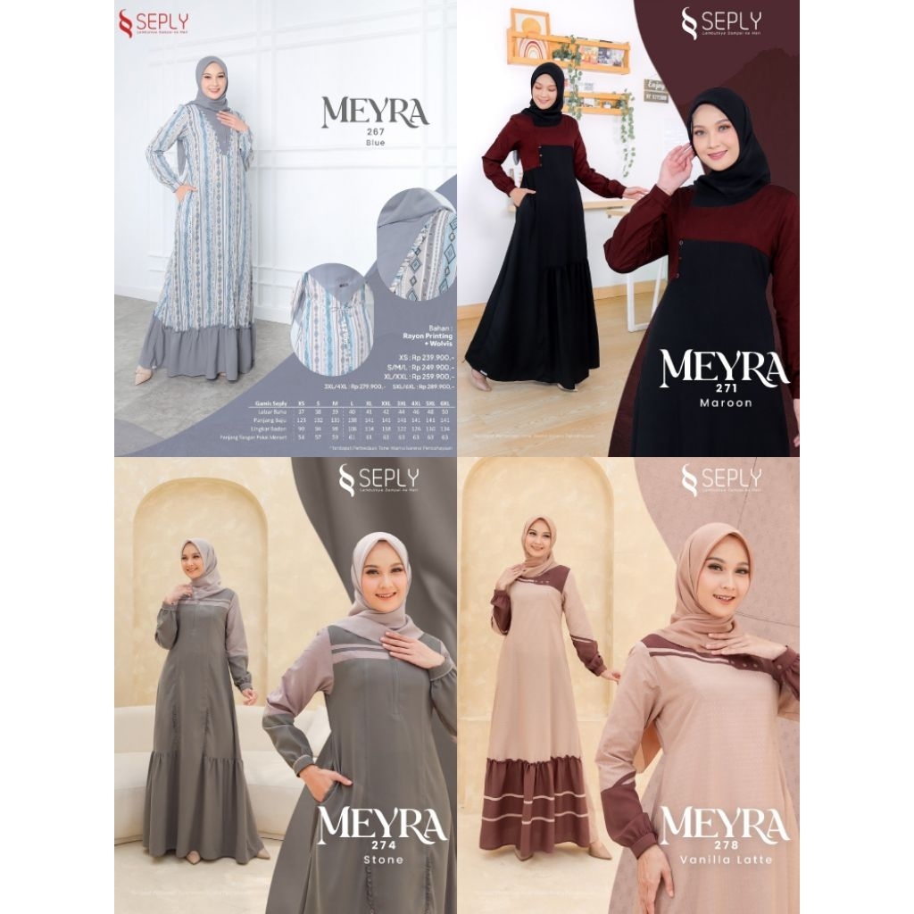 SEPLY BAJU DRESS/GAMIS DEWASA || MEYRA 175, MEYRA 204, MEYRA 241, MEYRA 253, MEYR 261, MEYRA 264, ME