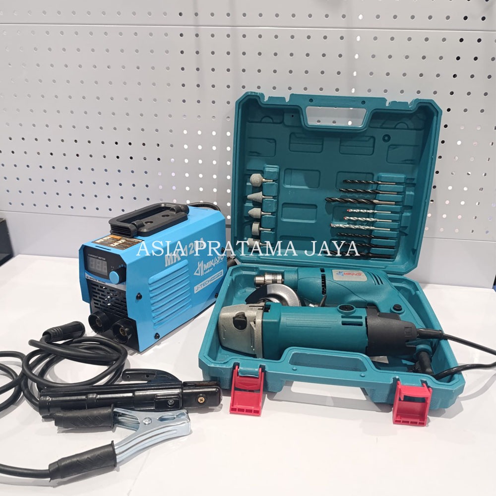 PAKET Mesin Las MIKAYO Bor Set 10mm Gerinda Mesin Las Inverter MMA 120A 380 watt Mesin las listrik M