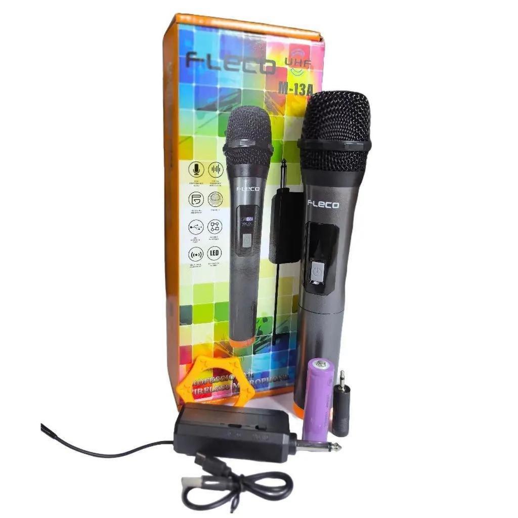 Microphone FLECO Professional Microphone Wireless Single Gold Fleco M-13A baru