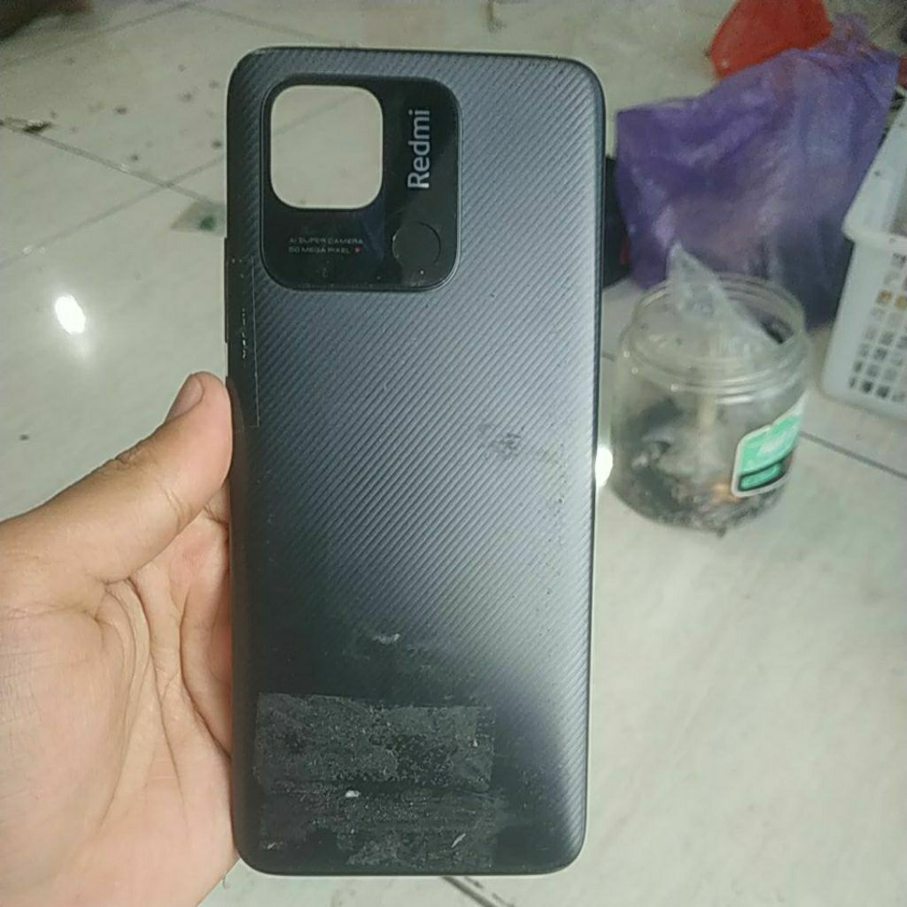 backdoor plus fingerprint bekas ori Redmi 10c tombol lengkap lecet pemakaian