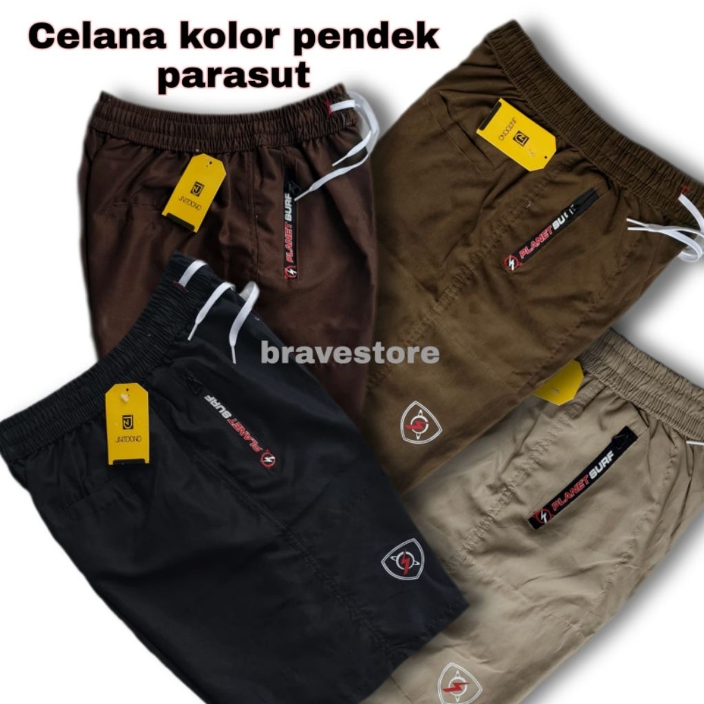 celana kolor pendek parasut harian pria dewasa