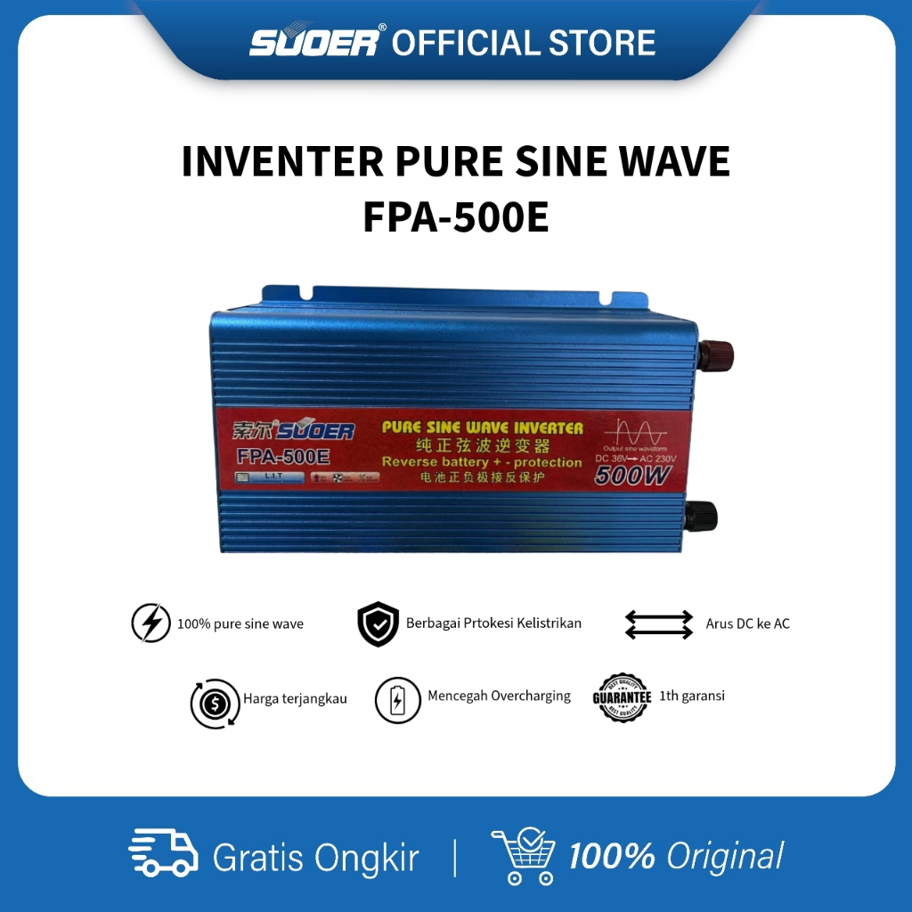 SUOER INVERTER FPA 500 WATT PURE SINE WAVE