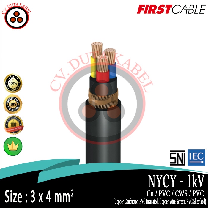 Kabel NYCY 3x4 mm2 1kV MERK FIRST CABLE /3x4mm2/3 x 4 mm2/3x4 mm2/3x4mm2/3 x 4 mm2