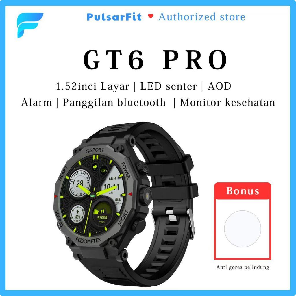 PulsarFit jam tangan pintar pira GT6pro / jam tangan lari running sport/Panggilan Bluetooth Olahraga