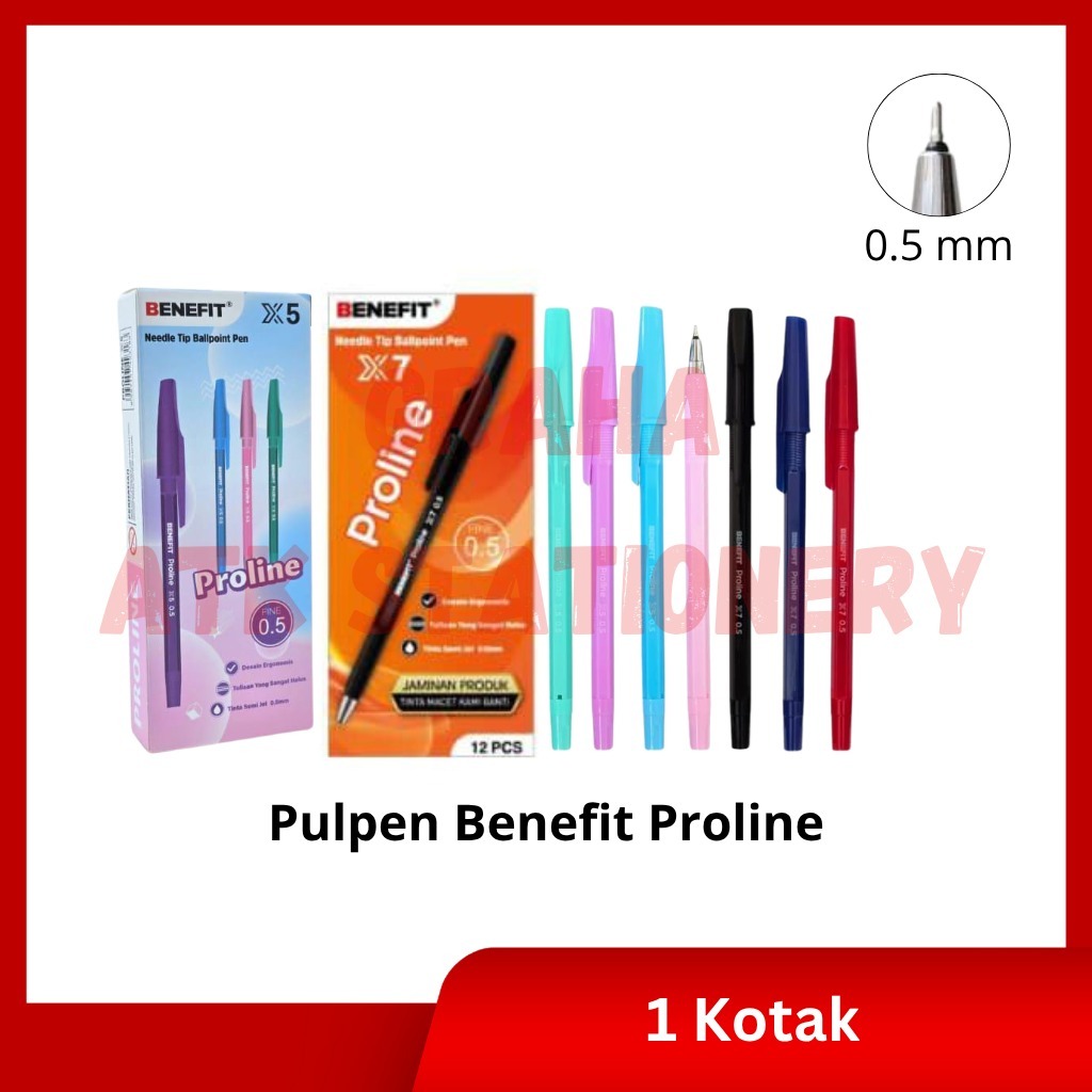 [1 Kotak] Pulpen Benefit Proline / Ball Pen / Pena 0.5mm Benefit Proline
