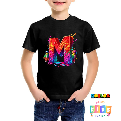 PROMO TERMURAH ROBLOX Kaos anak-anak roblox inisial M unisex pria wanita ukuran L XL XXL umur 4-10 t