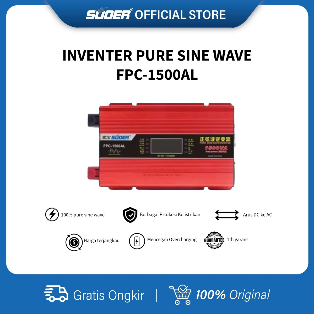 SUOER INVERTER FPC 1500 WATT PURE SINE WAVE