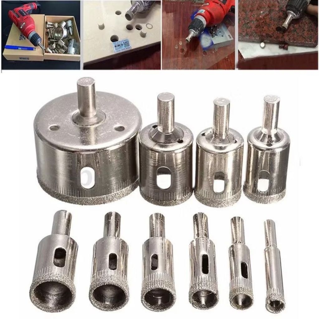 10PCS set mata bor kaca keramik granit marmer batu porselen diamond hss holesaw pelubang/mata bor ke