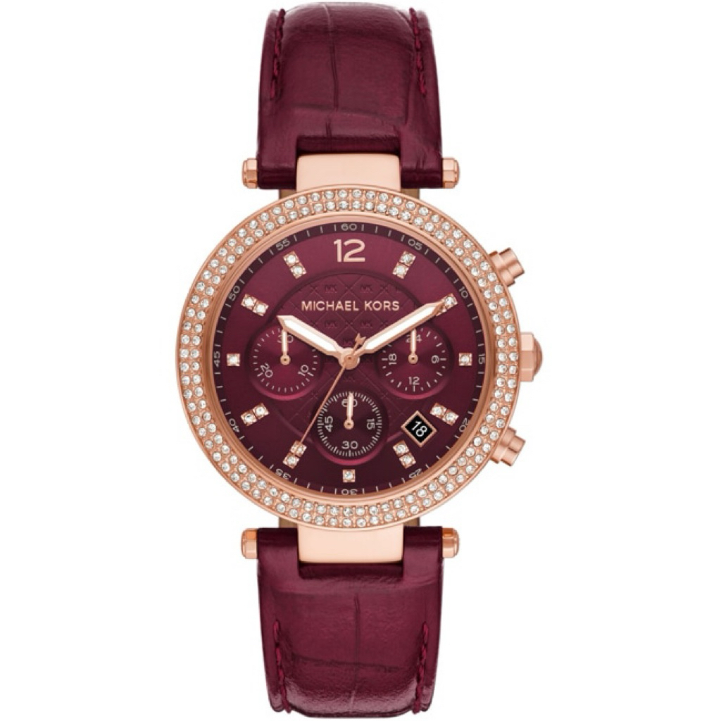 Jam Tangan Wanita MK6986 Parker Chronograph Red Leather Strap
