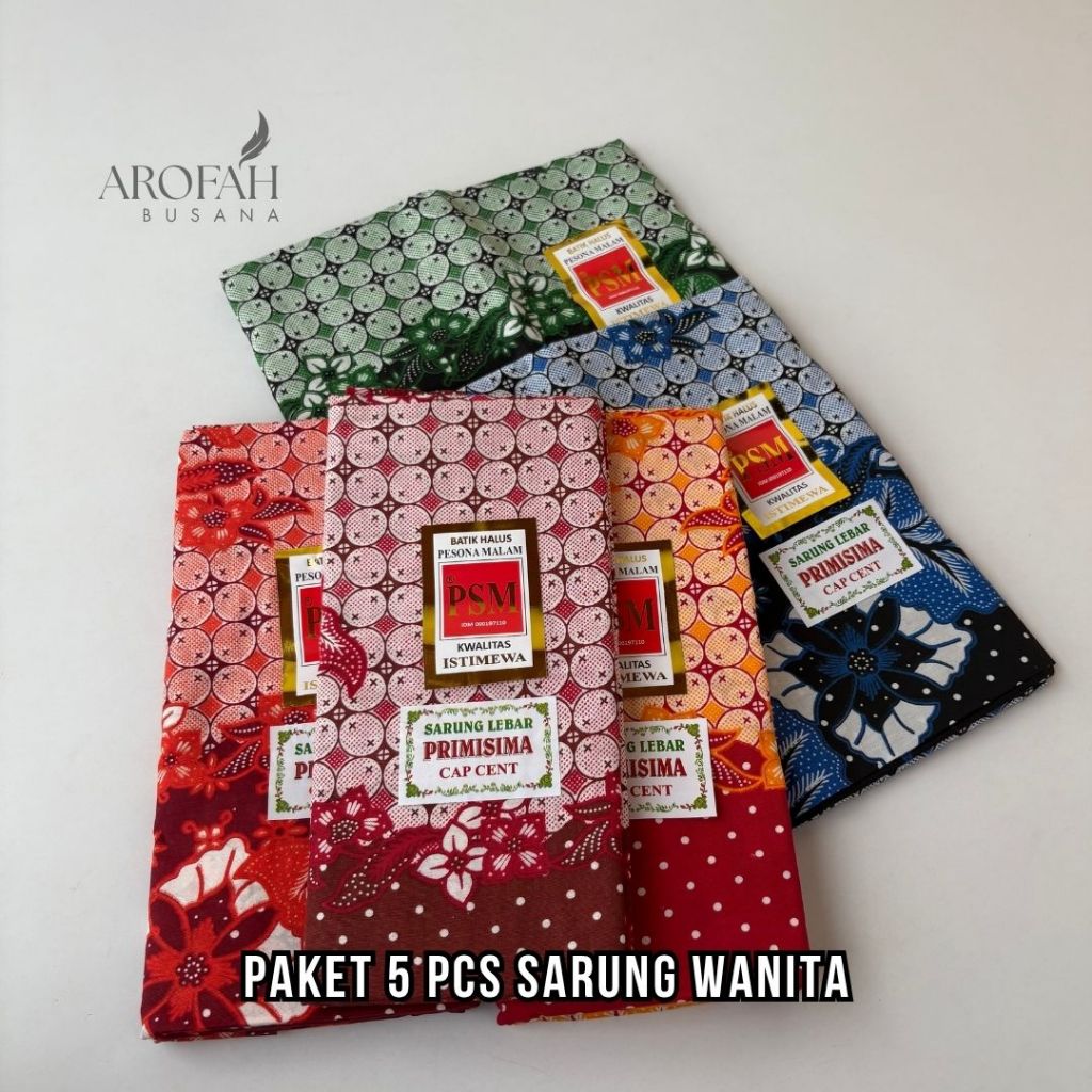 PAKET HEMAT 5 PCS SARUNG WANITA BATIK, BAHAN HALUS MOTIF BUNGA, SARUNG BATIK ASLI