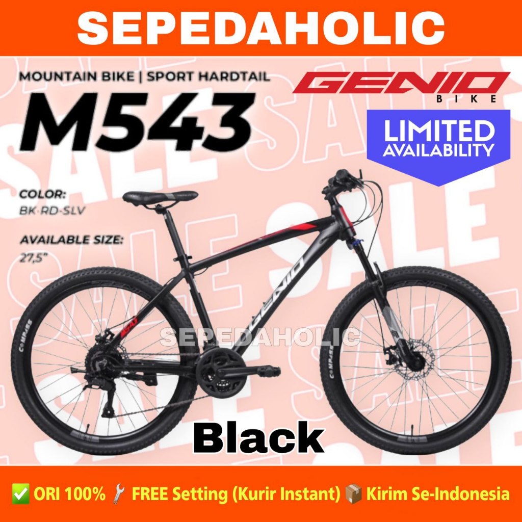 [PROMO TURUN HARGA] Sepeda Gunung MTB GENIO M 543 BY UNITED Alloy 27.5 Inch 24 Speed Dewasa