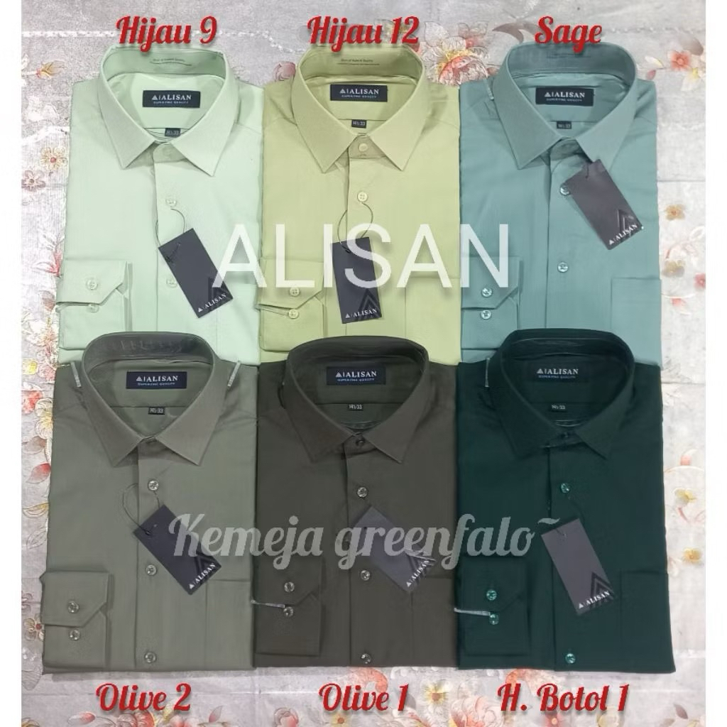 [ALISAN] Kemeja Alisan Pria Lengan Panjang Warna Hijau | OFFICIAL ALISAN | 100% KATUN