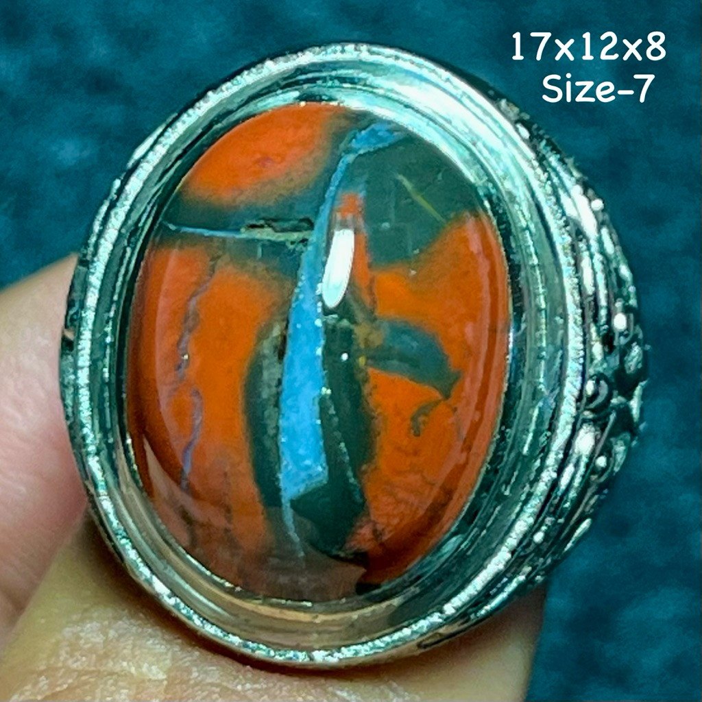 Cincin Batu Akik Natural Garut Merah Cabai (Asli Alam)