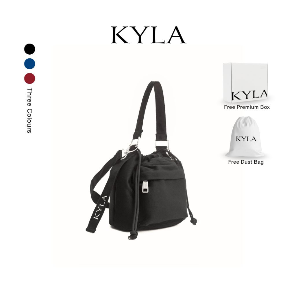 [Zoey Bag] KYLA Tas Selempang Tas Serut Kanvas Wanita Bucket Bag Korean Style