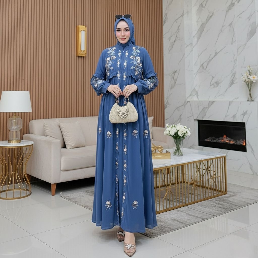 rp_store.id DRESS AZ-ZAHRA SET HIJAB GAMIS BORDIR MIX PAYET PERMATA BAHAN CERUTY BABYDOLL PREMIUM