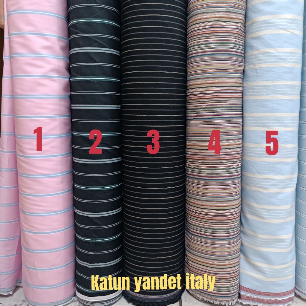 KAIN KATUN ITALY MOTIF SALUR/GARIS-GARIS TERBARU