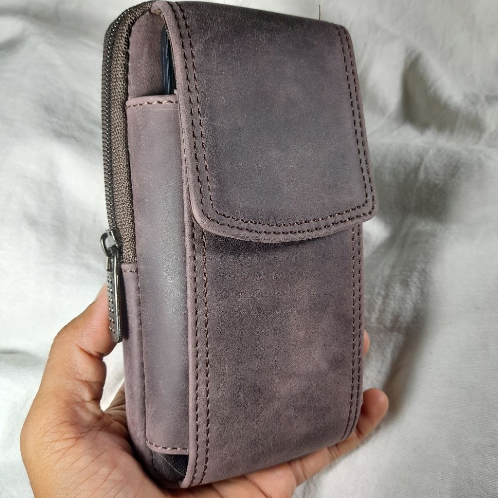 Dompet Hp Pinggang Pria Kulit Sapi Asli Crazy Horse
