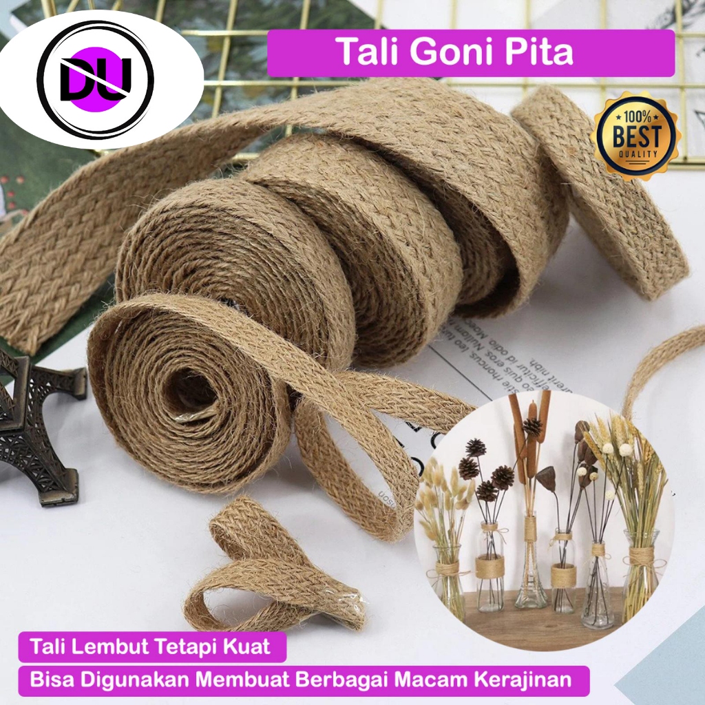 Tali Goni Pita Hiasan Dekorasi Rumah Tali Rami Anyam Kepang Serat Alami Anyaman Buket Kerajinan Tang