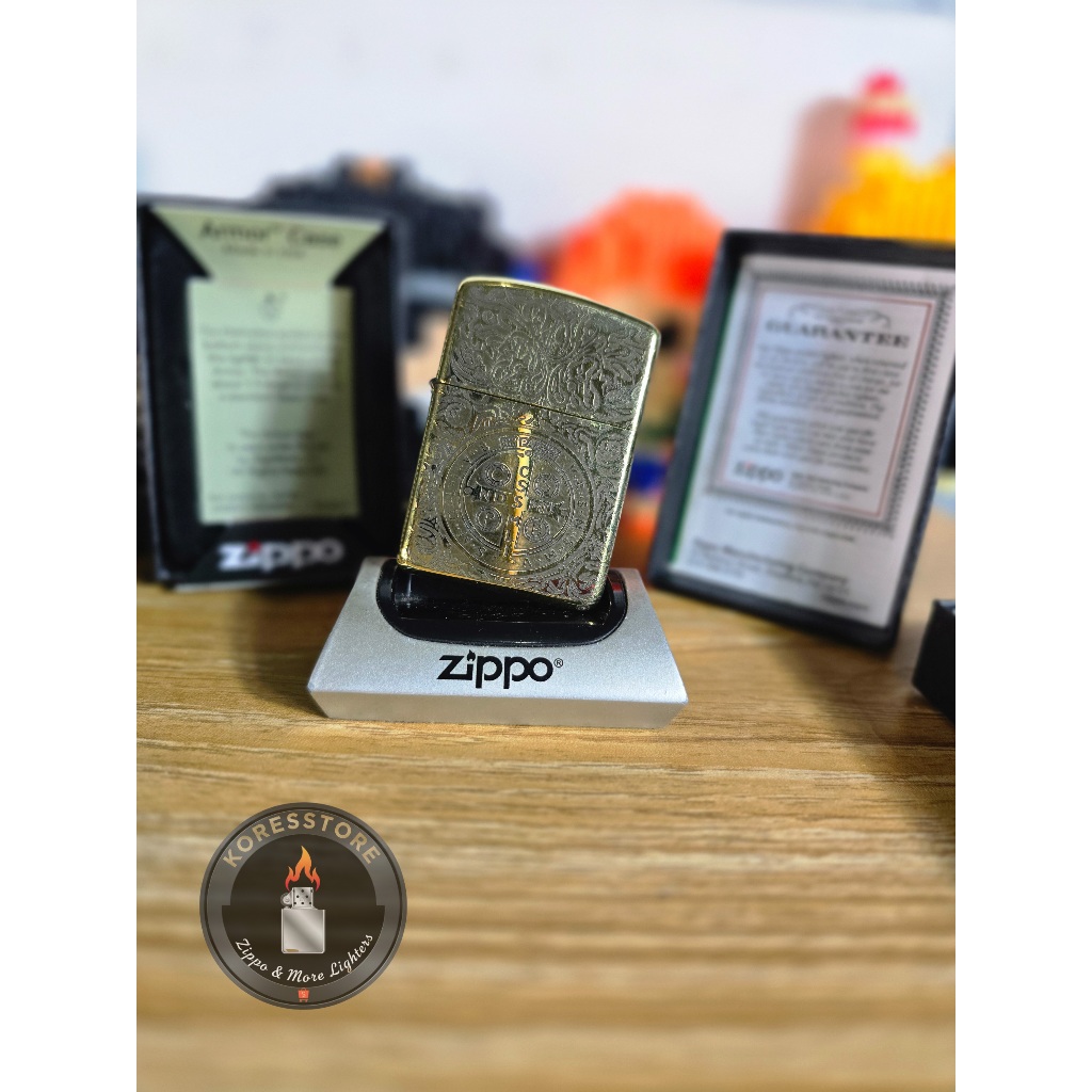 GOLD CONSTANTINE 5 SIDE ZIPPO " ARMOR CASE "