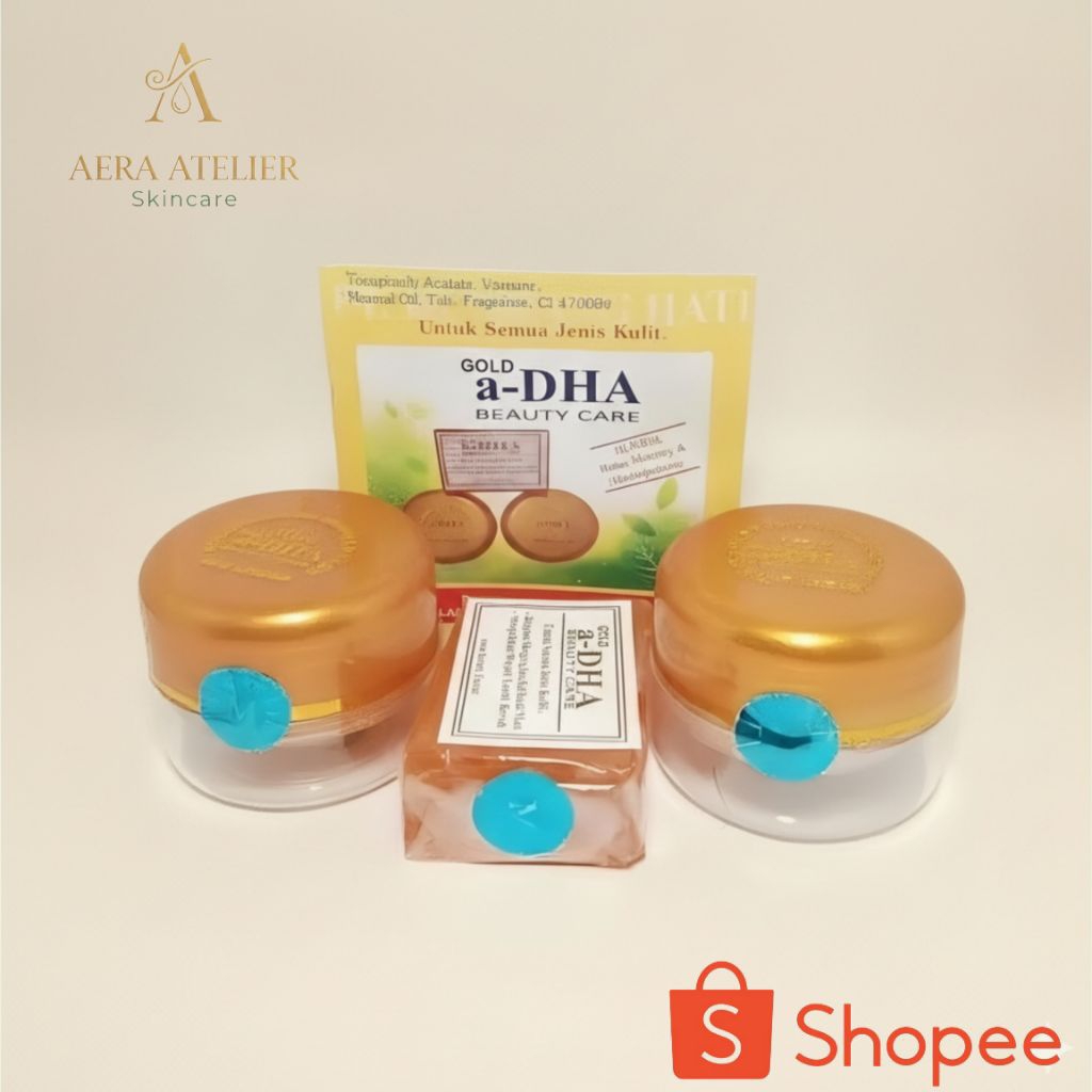 Cream A-DHA Gold MDS Skincare Set Original – Cream Siang Malam & Sabun Wajah | Whitening Brightening