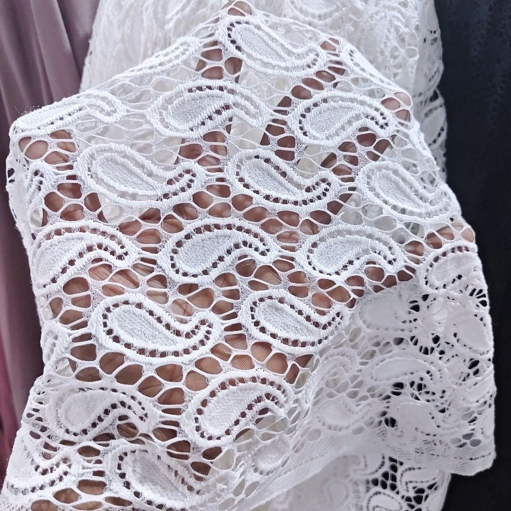 KAIN BROKAT PREMIUM WARNA PUTIH - KAIN BRUKAT - KAIN KEBAYA HARGA/0,5M