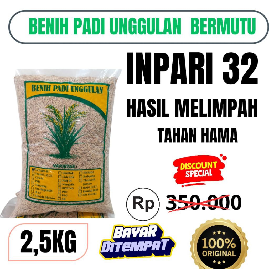 Benih padi INPARI 32 UNGGUL Berkualitas 2,5KG benih padi Inpari 32