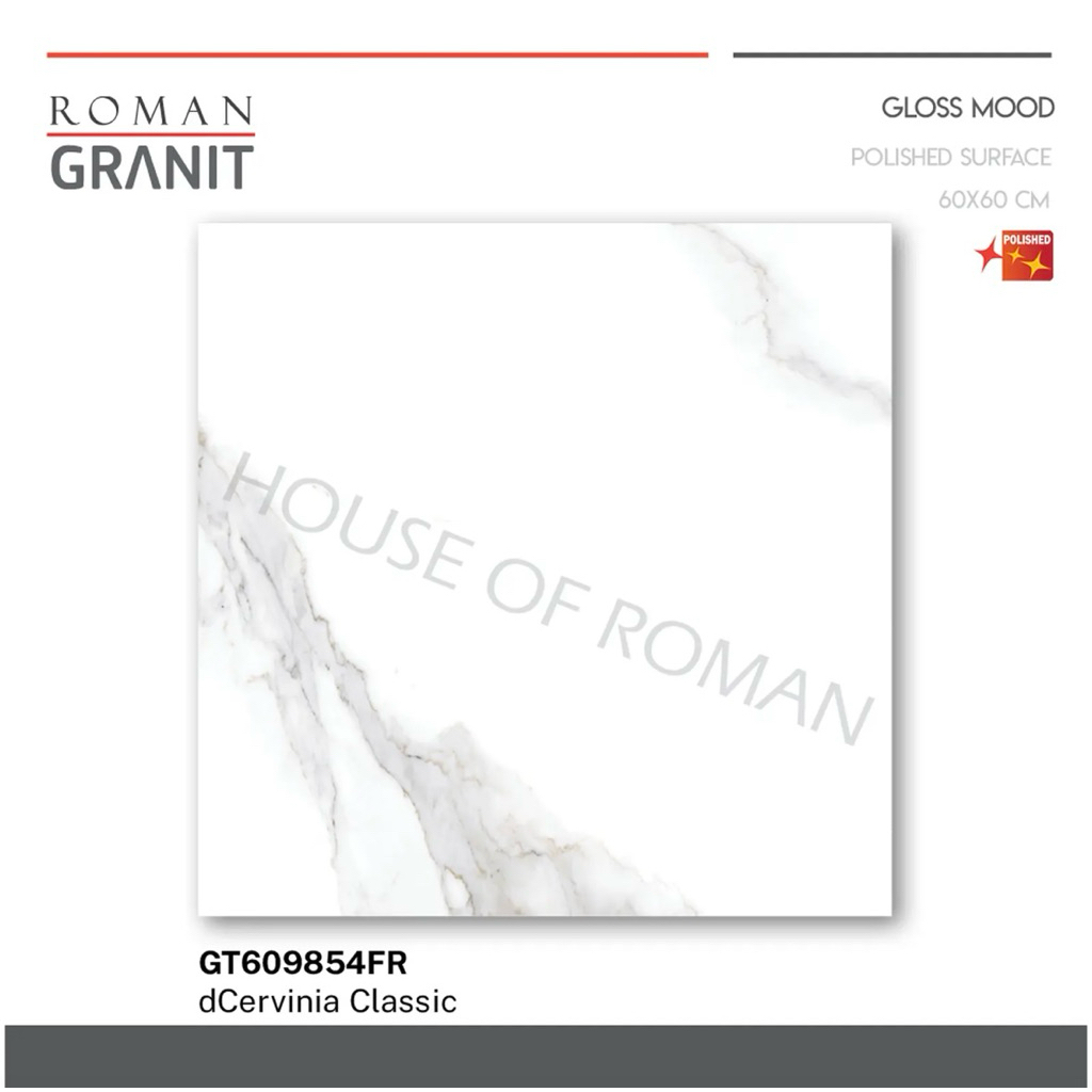 Roman Granit 60x60 dCervinia Classic/Granit Motif Carara 60x60/Granit Glossy Putih Carrara