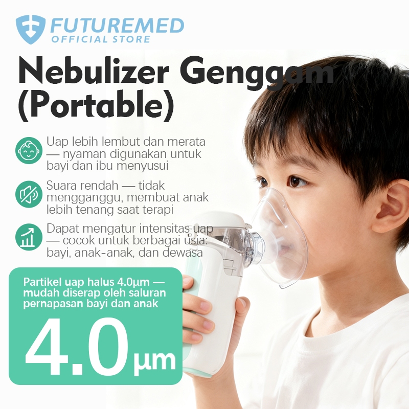 FUTUREMED Nebulizer Portable / alat Nebulizer Anak/alat uap sesak nafas asma / Terapi Pernafasan Neb