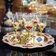 Teko Emas Arab Set Elegan 6 Gelas 1 Nampan