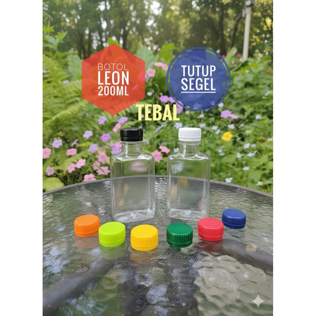 26 Botol Leon 200 ml Tebal / Botol Plastik 200ml / Botol Kopi Saku Jus / Botol Gepeng