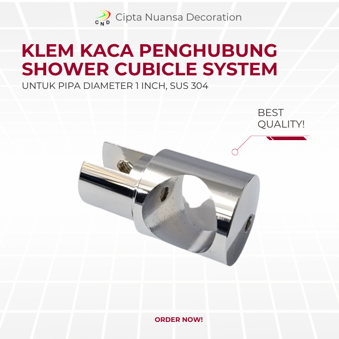 Bracket Konektor Pipa / Bracket Pipa Shower ke Kaca / Penjepit Shower Kilap