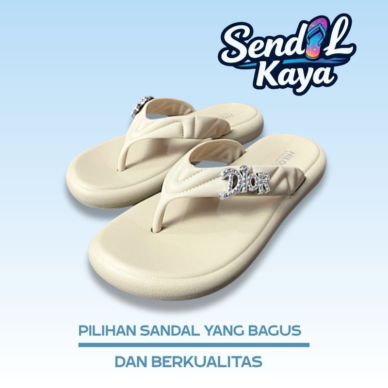 Sandal Wanita Dewasa Sendal Jepit Bahan Karet Teplek Tren Terbaru Bahan Karet Eva Rubber
