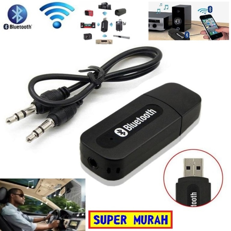 22J USB BLUETOOTH RECEIVER Adapter + Kabel Audio 3.5mm Wireless Stereo Speaker Music Musik Alat Blut