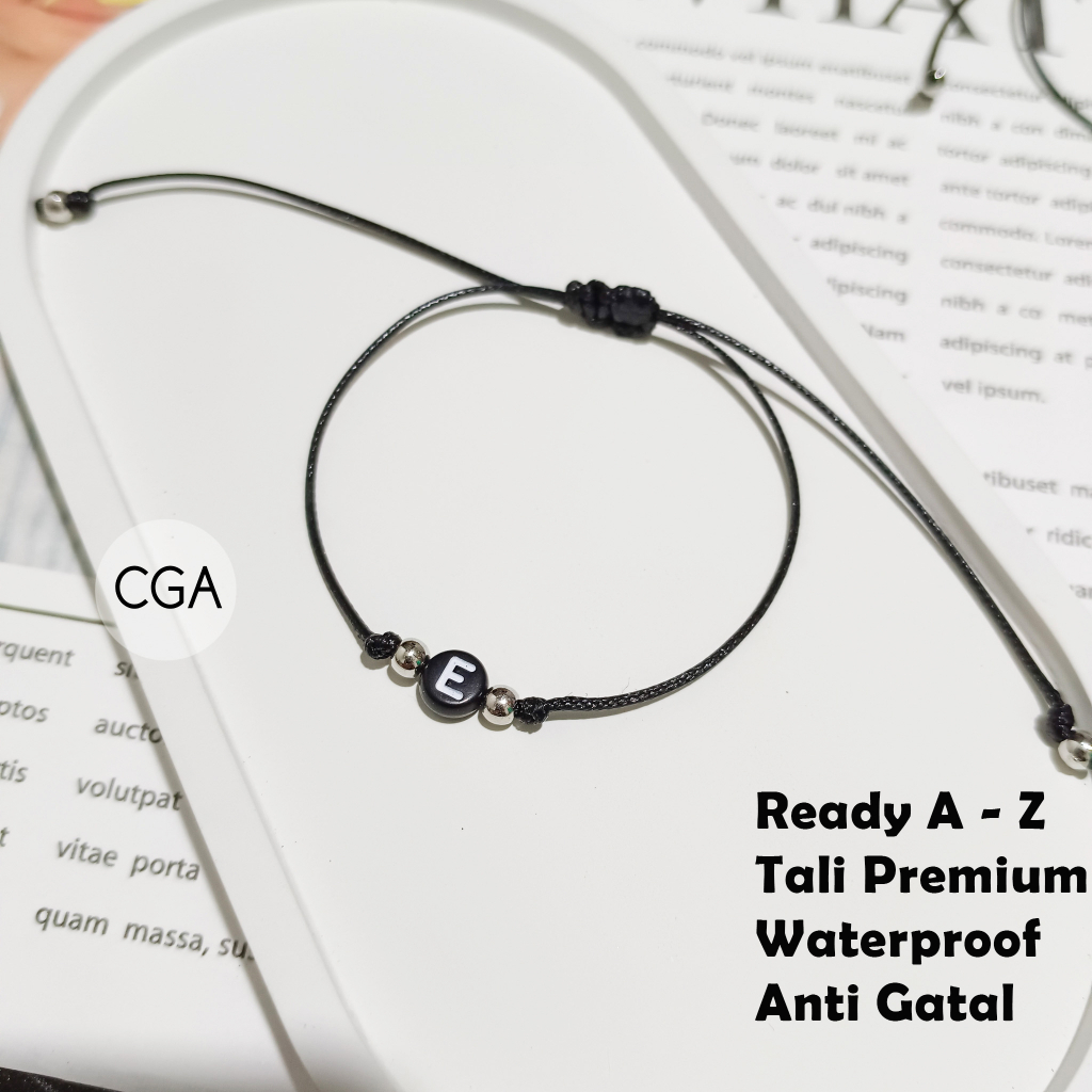Gelang Inisial Bulat Model Serut // Gelang Inisial Huruf Tali Model Serut