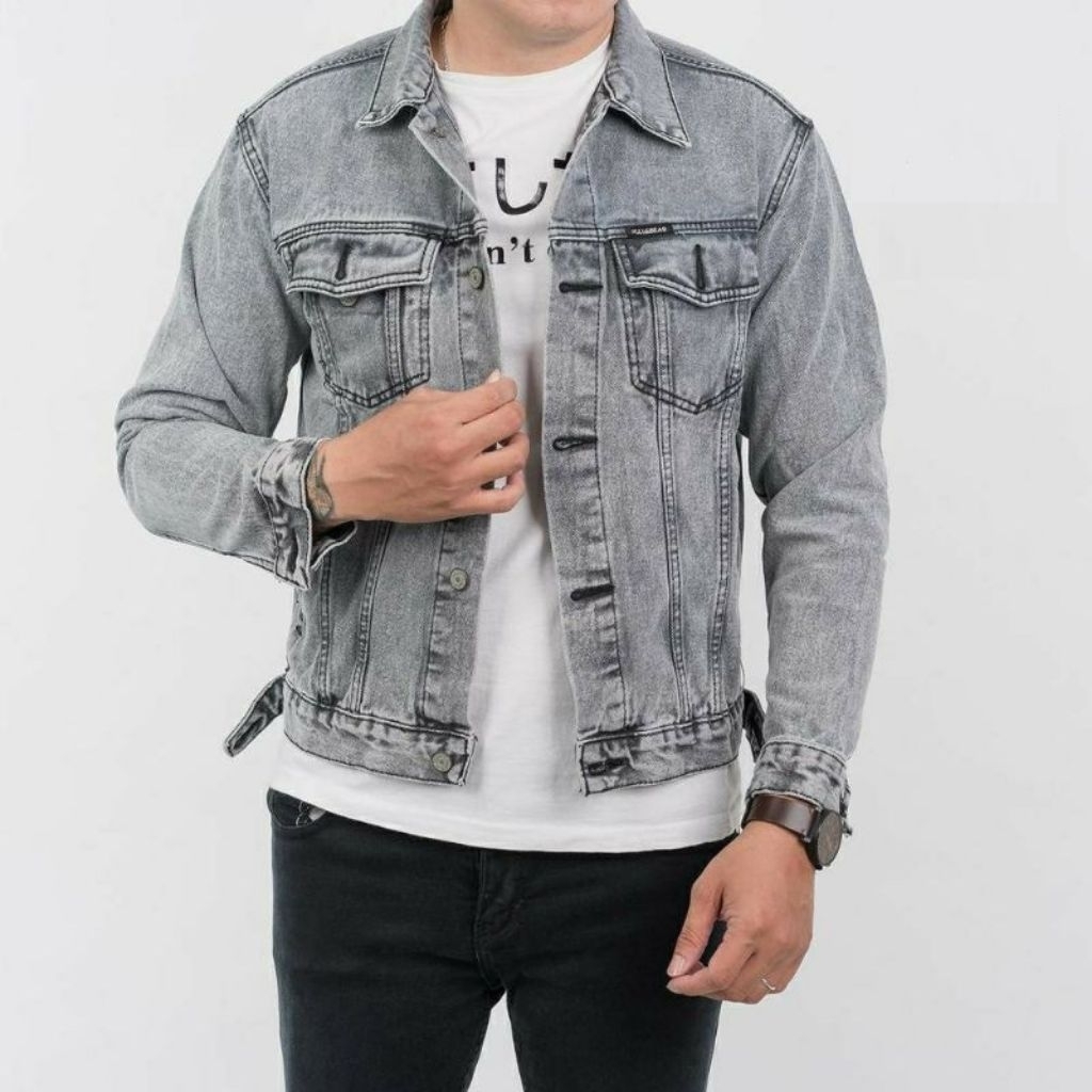 JAKET DENIM CASUAL RETRO JAKET JEANS PRIA KOREA