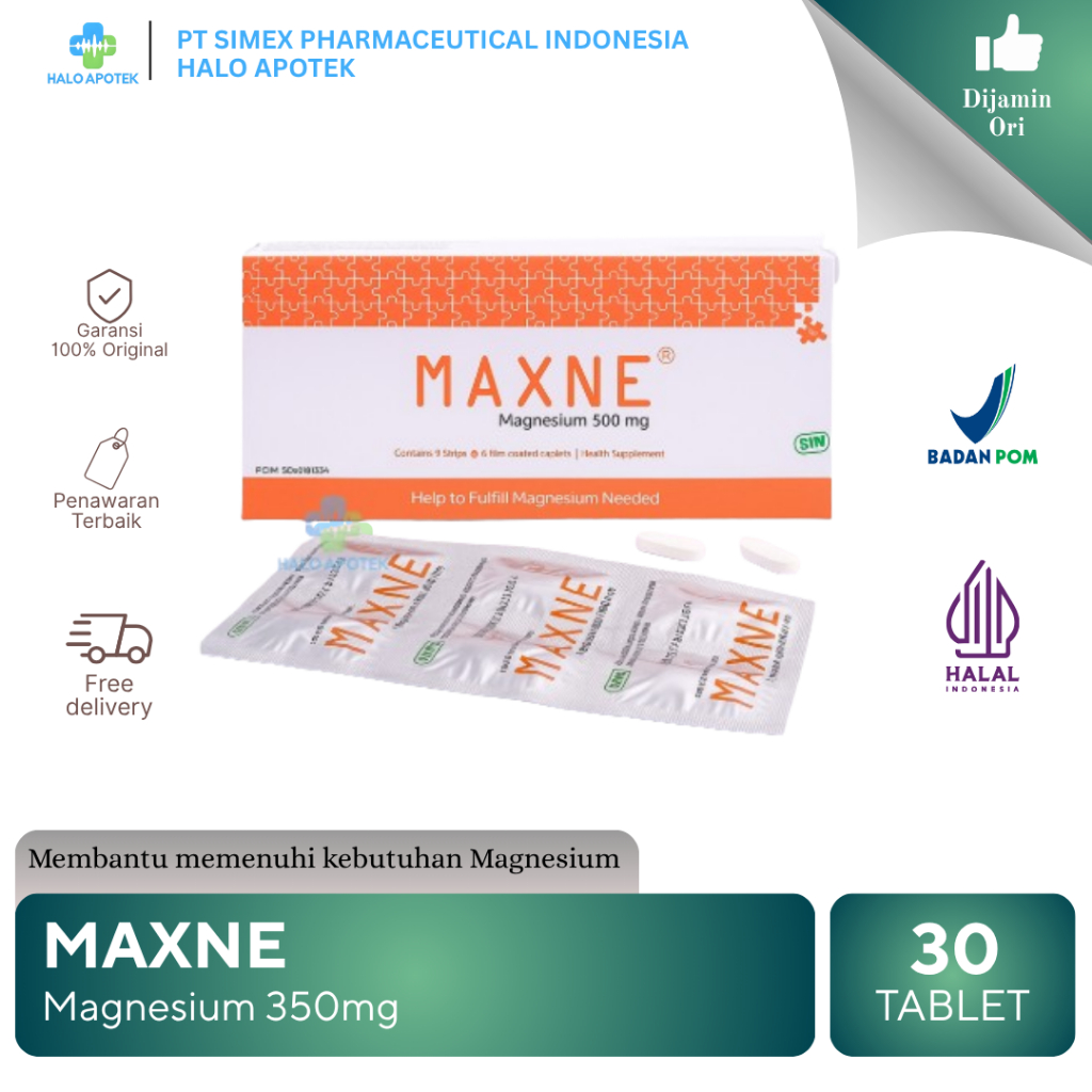 MAXNE Magnesium 350mg - Suplemen Membantu Memenuhi Kebutuhan Magnesium