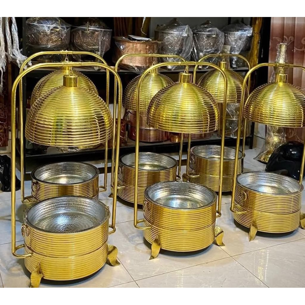 Chafing dish gold motif garis