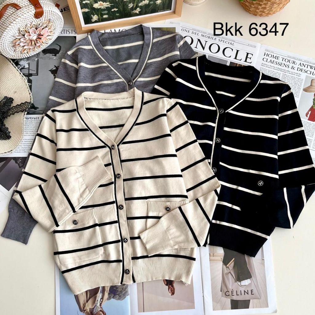 BKK 6347 / GROSIR ATASAN RAJUT BLOUSE IMPORT , PGMTA, ISI 6 PCS BY SUGAR