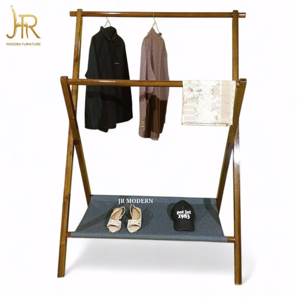Stand Hanger Stand Display / Tempat Jemur Pakaian Kayu Jati - STAND LIZZA | JR MODERN FURNITURE