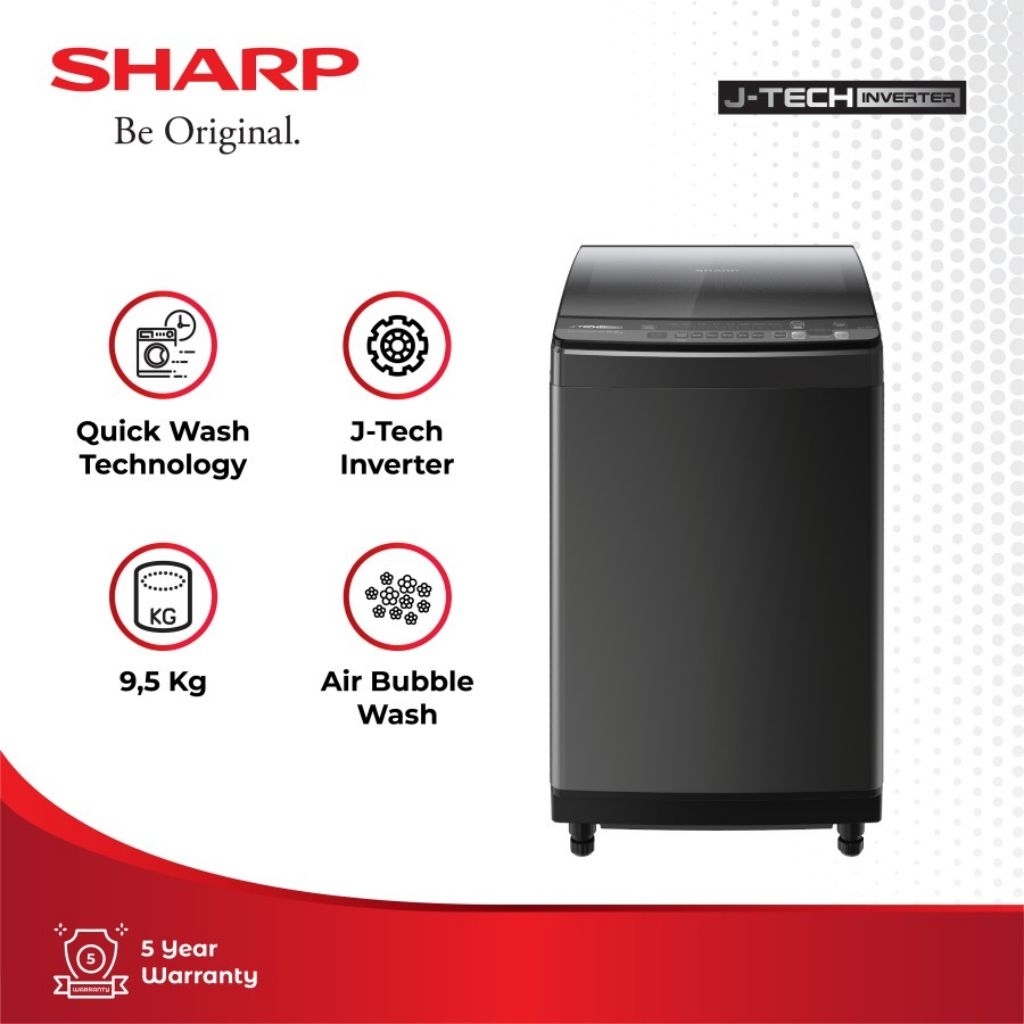 Mesin Cuci 1 Tabung Sharp 9.5 Kg Top Loading ES-M9500XT-SA
