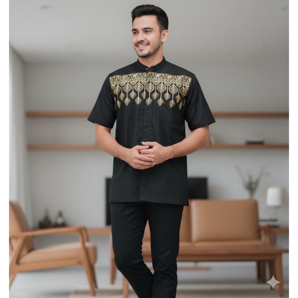 3’NThree Kemeja Koko Tangan Pendek Pria Koko Bordir KMJ41374