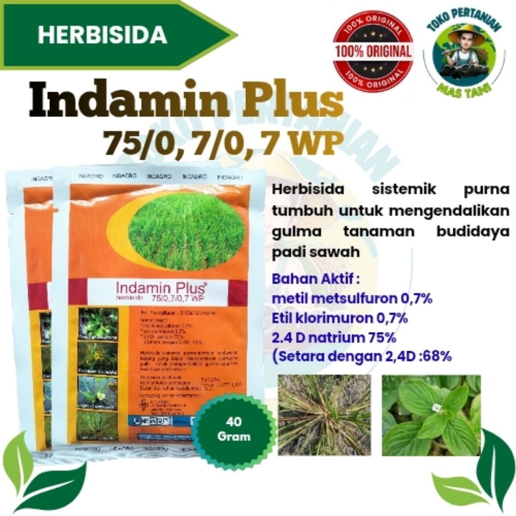 Herbisida sistemik Indamin ||Indamin Plus 77wp 40gram Herbisida Sistemik Allyplus Broadplus
