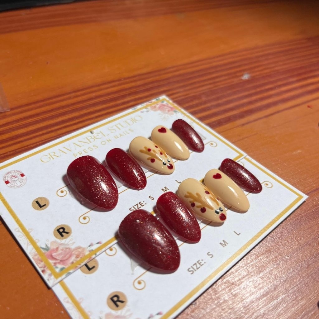 Press On Nails tema Natal-Kuku palsu tema natal