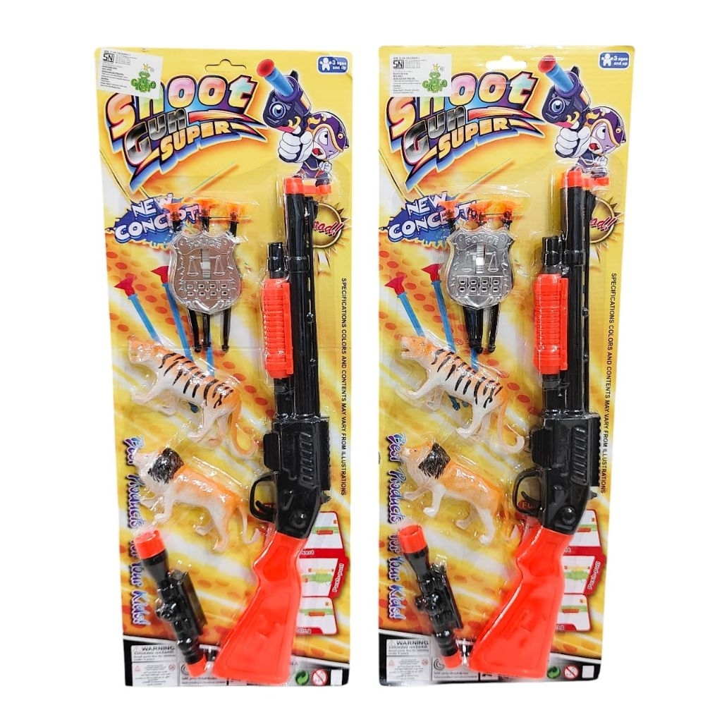 1222 Mainan Pistol Anak Anak Bahan Plastik / Mainan Pistol Pakai Peluru Karet 3 pcs Sesuai Foto / Ma