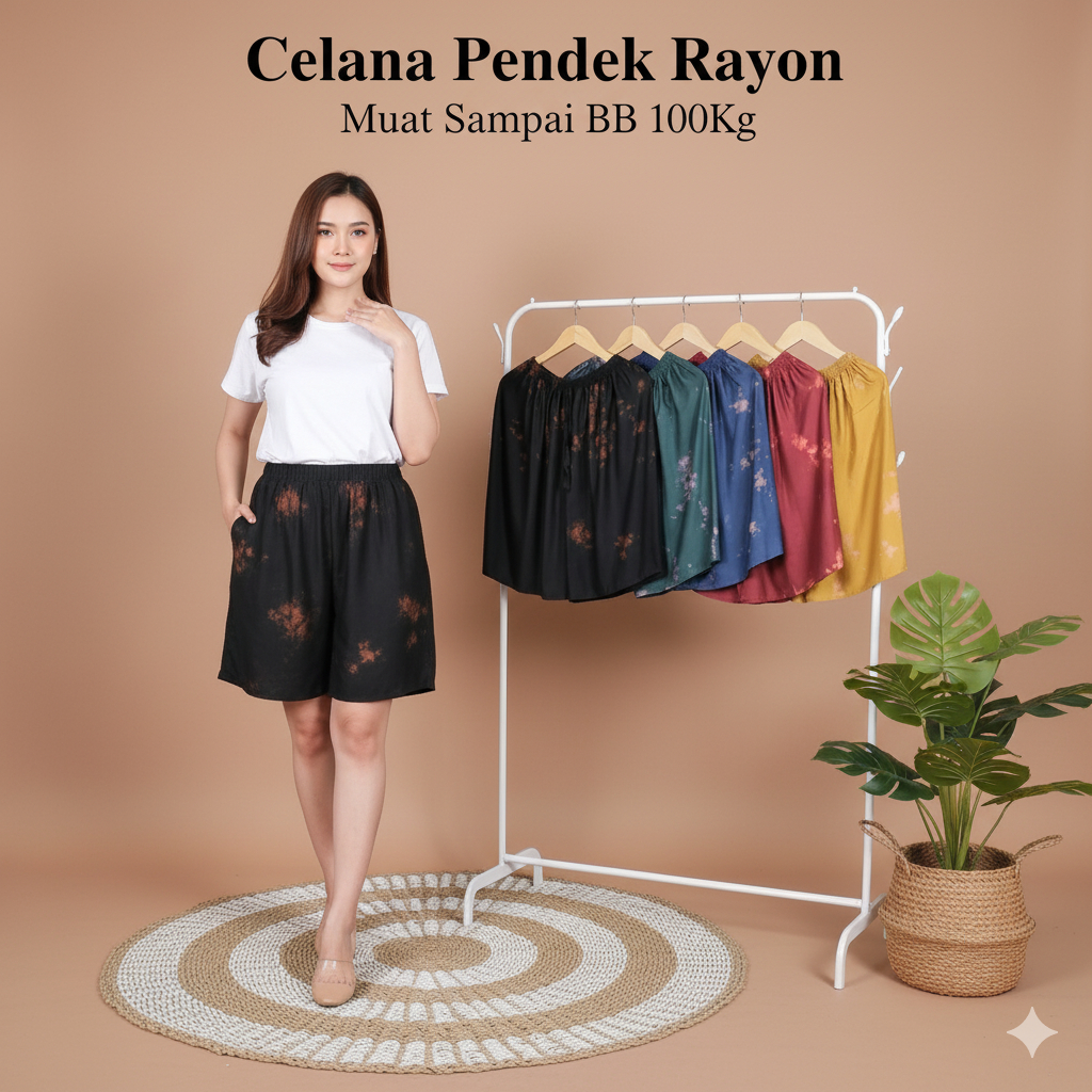 Celana Pendek Wanita Super Jumbo / Celana Pendek Tie Dye Bahan Rayon Santai  Motif Shorts hotpants b