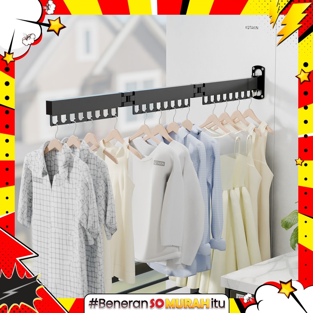 Jemuran Lipat Baju Pakaian Celana Laundry Aluminium Chrome Tebal Kuat Kokoh Panjang