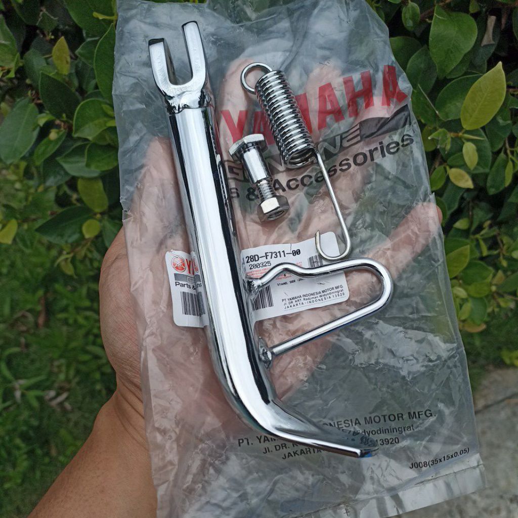 Standar Samping Yamaha Mio Sporty dan Mio Smile Original Chrome  ( set sama pir + mur baut) GARANSI 