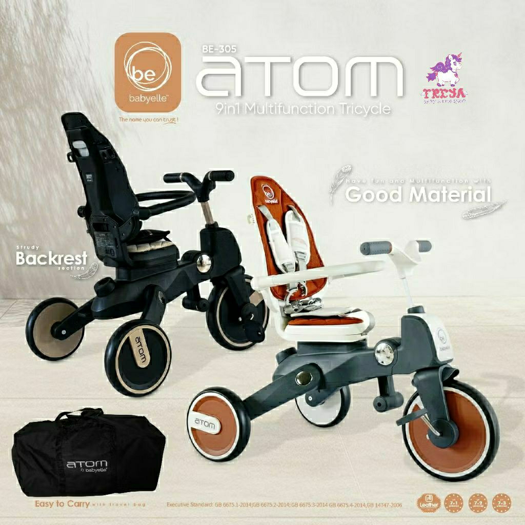 Babyelle - BE 305 ATOM 9in1 Tricycle | Sepeda Anak Roda Tiga
