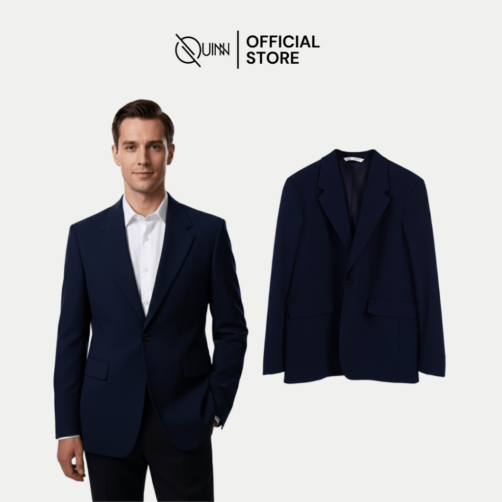 Zara Blazer Suit Straight Fit Jas Formal Pria Navy