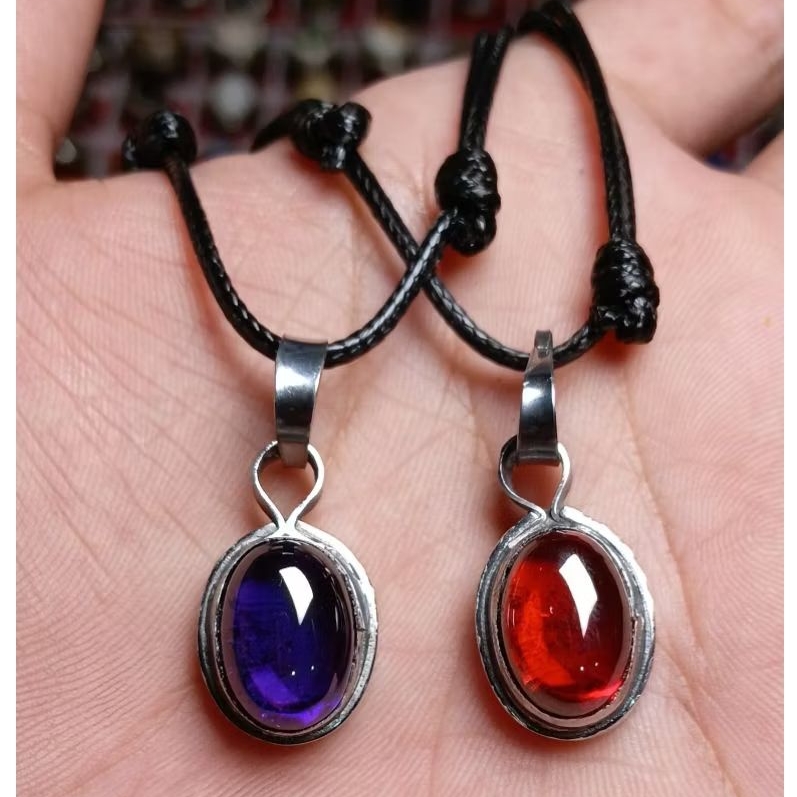 Kalung liontin batu bolosewu tafsu jagat ring monel